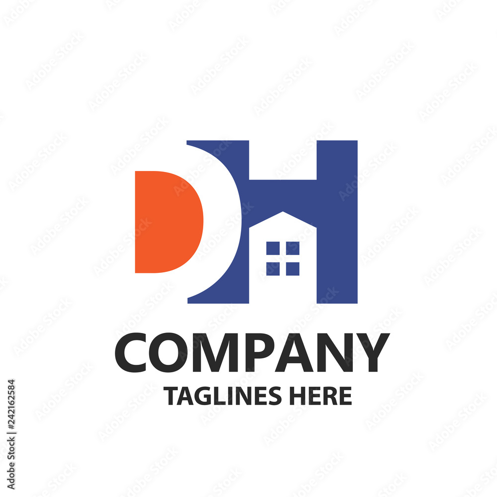 illustration of concept letter DH with house logo design Stock Vector ...