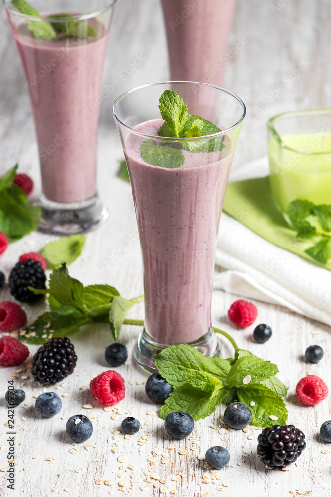 Forest fruits smoothie with mint Forest fruits smoothie with mint