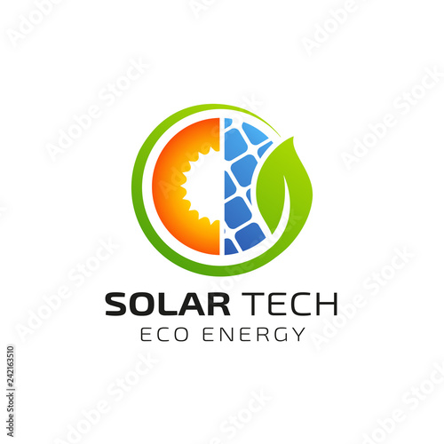 Sun solar energy logo design template. eco energy logo design