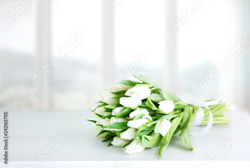 Mother's day,wedding,white tulips bouquet backdrop.