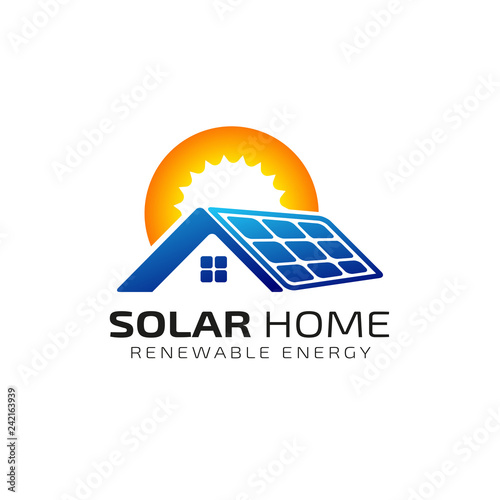 Sun solar energy logo design template. solar tech logo design