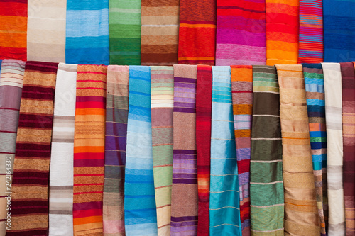 Colorful fabric in the bazaar