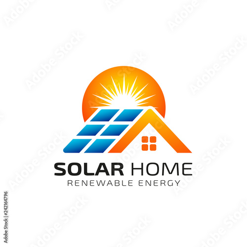 Sun solar energy logo design template. solar tech logo design