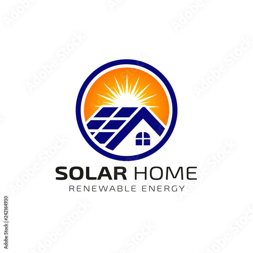 Sun solar energy logo design template. solar tech logo design