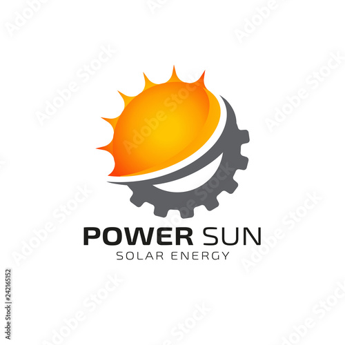 Sun solar energy logo design template. solar tech logo design