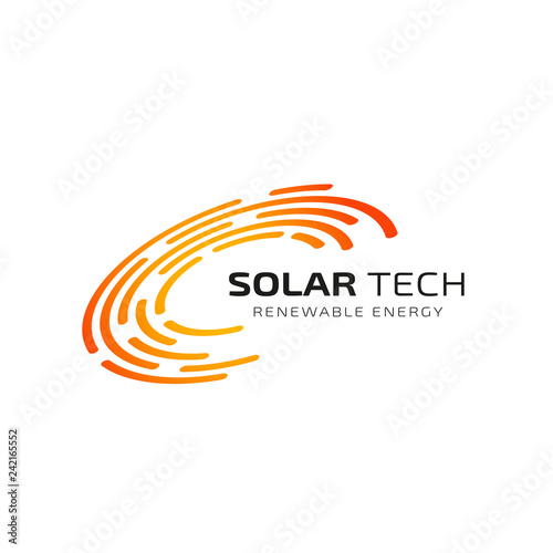 Sun solar energy logo design template. solar tech logo design