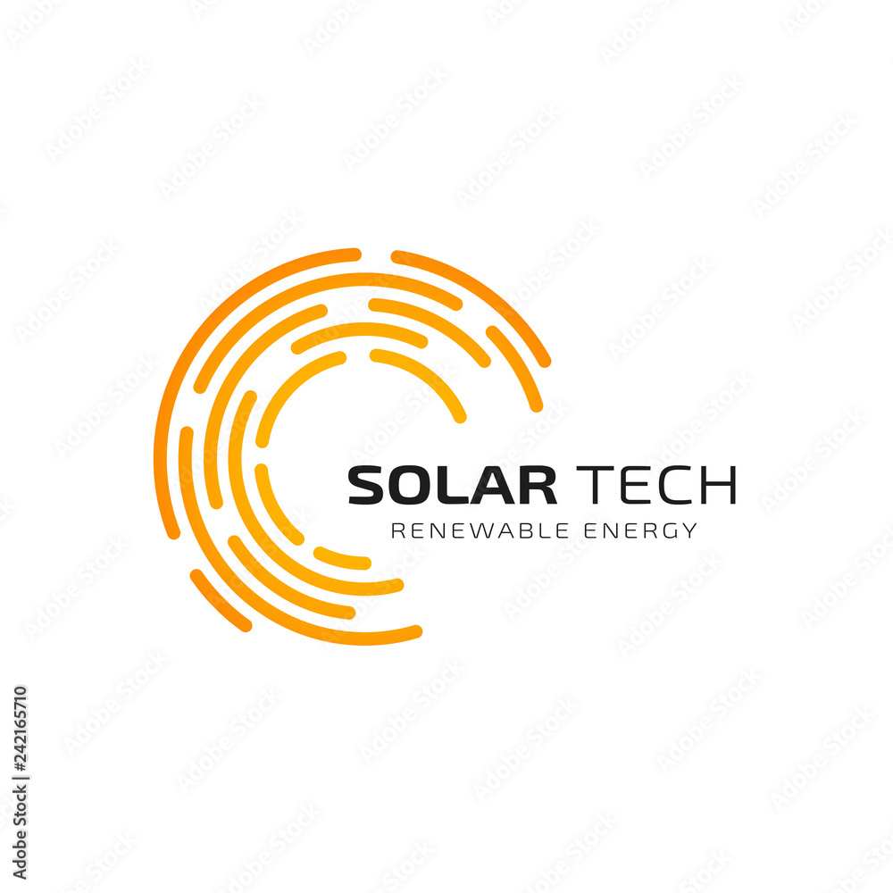 Sun solar energy logo design template. solar tech logo design Sun solar energy logo design template. solar tech logo design