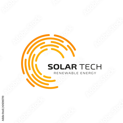 Sun solar energy logo design template. solar tech logo design