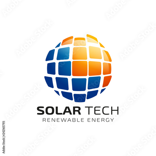 Sun solar energy logo design template. solar tech logo design