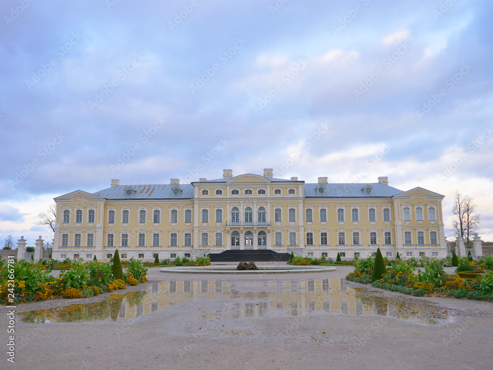 Rundale palace garden landscape view in Latvia