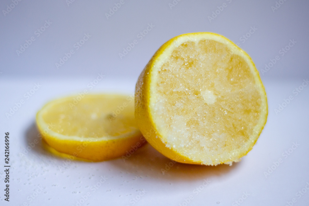cut lemon with sugar cut lemon with sugar