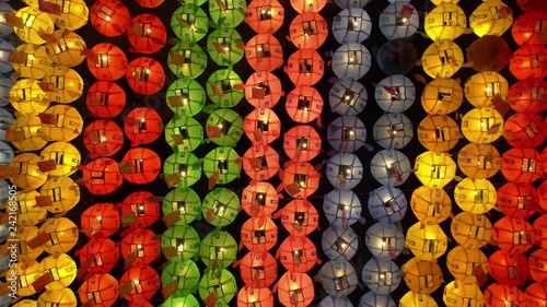 Loopable Cinemagraph of Colorful Lanterns in Buddhist Temple photo