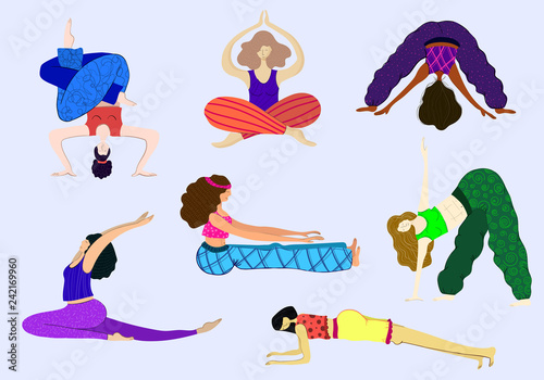 Yoga girls vector