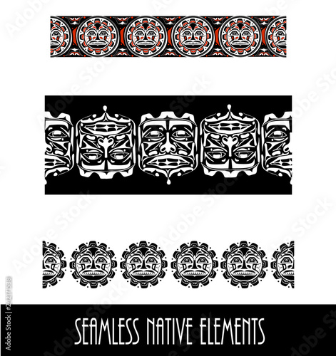 Vector illustration abstract native north american seamless pattern border