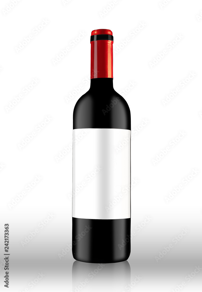 bottle of red wine on a white background bottle of red wine on a white background
