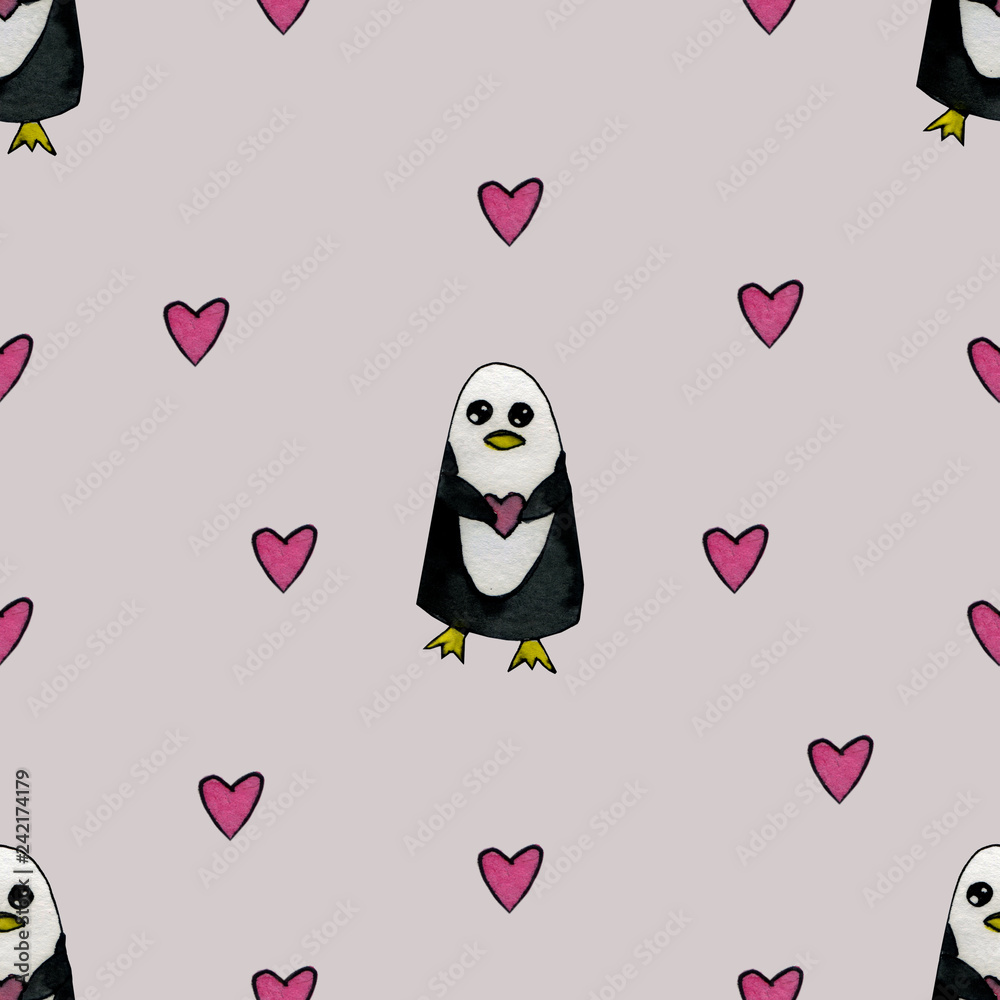 penguin in love pattern