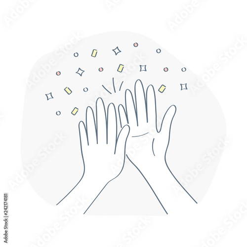 Give me five or give me a hand icon. Concept of cooperation, partnership, celebration, enjoyment. Linear isolated vector illustration on white.