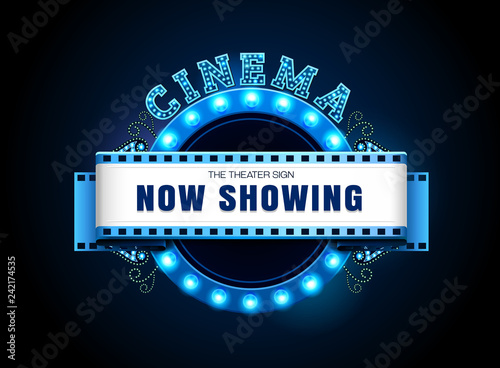 theater sign neon retro circle style