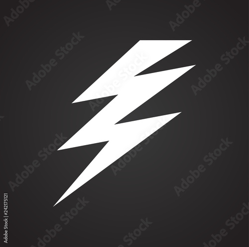 Lightning icon on black background for graphic and web design, Modern simple vector sign. Internet concept. Trendy symbol for website design web button or mobile