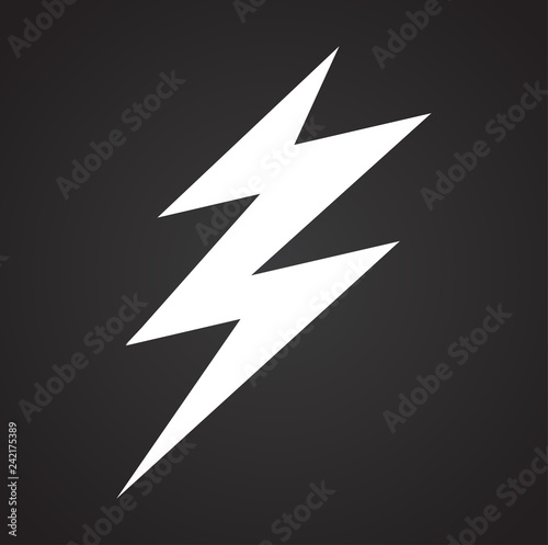 Lightning icon on black background for graphic and web design, Modern simple vector sign. Internet concept. Trendy symbol for website design web button or mobile
