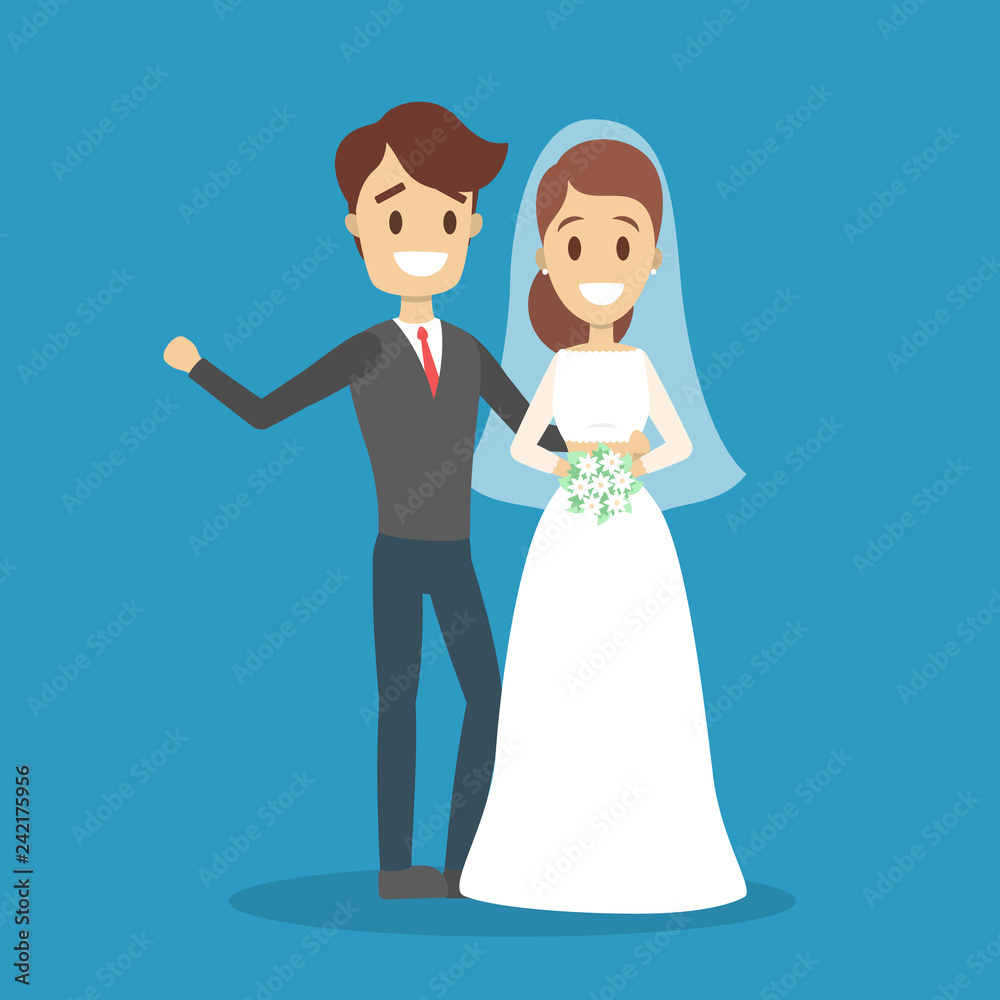 Couple wedding. Bride with bouquet and groom Couple wedding. Bride with bouquet and groom