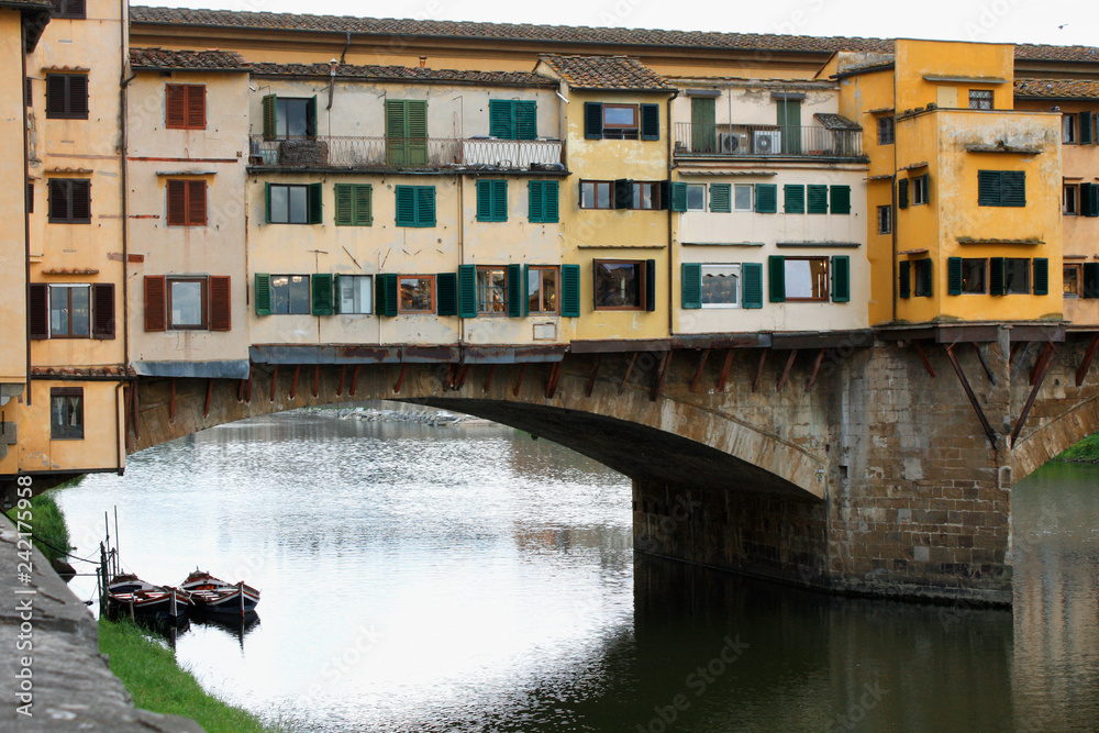 Detail of the famous Ponte Vecchio Bridge over Arno River, Florence, Italy - Image Detail of the famous Ponte Vecchio Bridge over Arno River, Florence, Italy - Image
