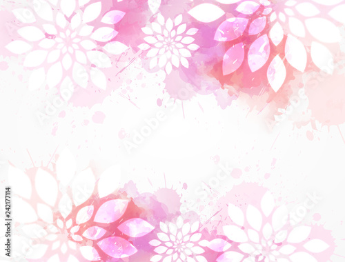 Watercolor background with abstract flowers
