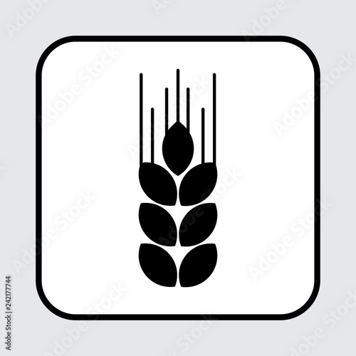 Ear of wheat, black icon. Vector illustration