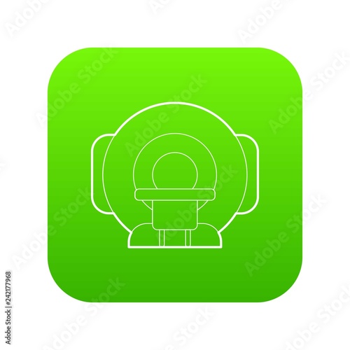 Tomograph icon green vector isolated on white background