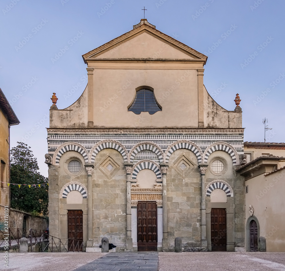 The facade of the church of San Bartolomeo in Pantano in Pistoia, Tuscany, Italy