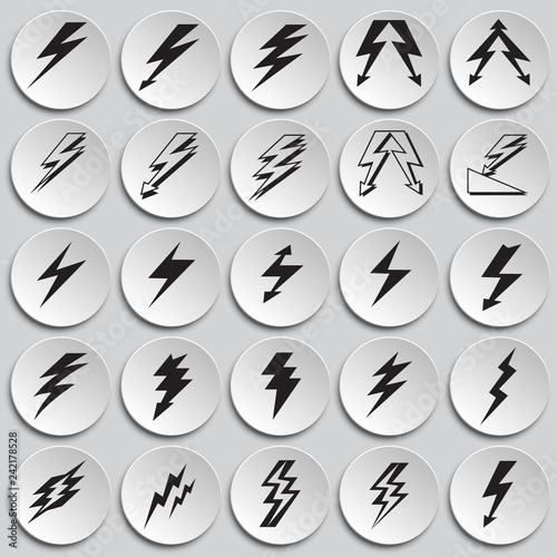 Lightning icon set on plates background for graphic and web design, Modern simple vector sign. Internet concept. Trendy symbol for website design web button or mobile