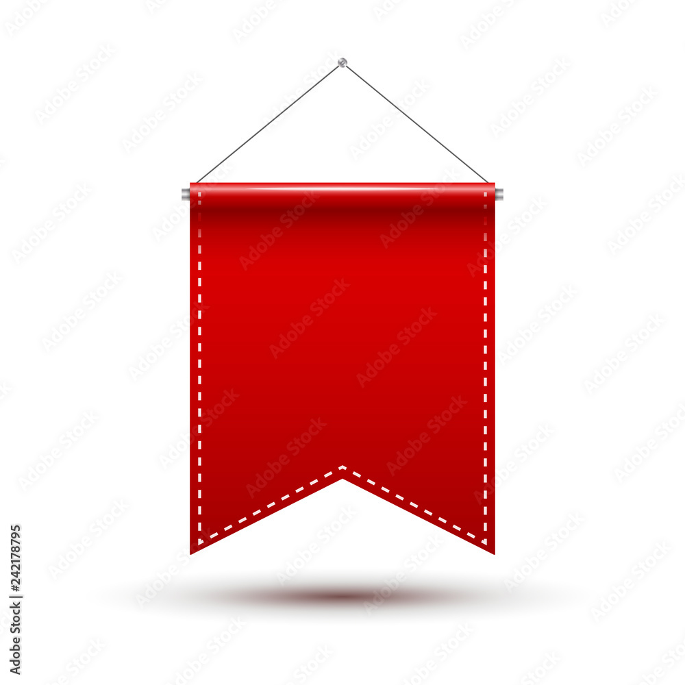 Red Pennant flag award banner. Blank pennant design template mockup ...