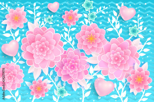 Spring background. Pink flowers
