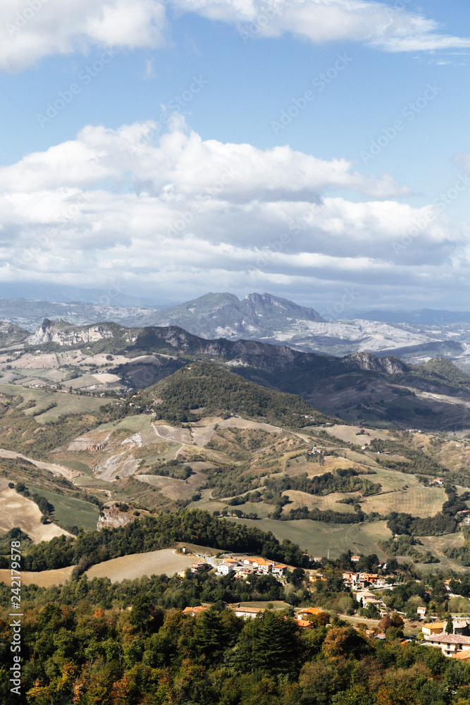 Fototapeta premium view of the village in mountains