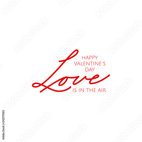 Postcard with a unique lettering for Valentine s Day. Vector illustration with isolated elements