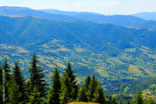 Nature in the mountains, beautiful scenery, beautiful mountain scenery, the Carpathian Mountains, a village in the mountains.