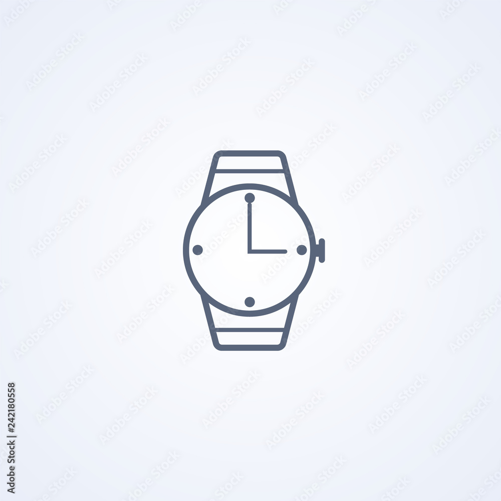 Watch, time, vector best gray line icon