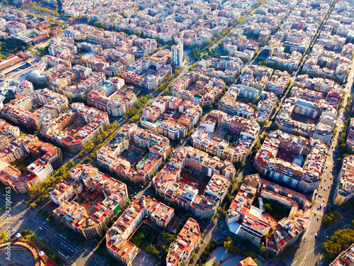 Aerial view of Barcelona Eixample district