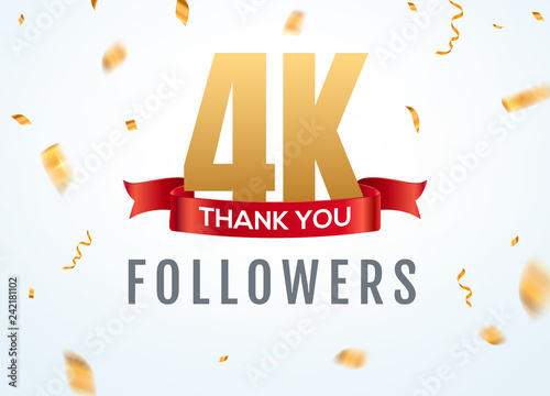 Thank you 4000 followers design template social network number anniversary. Social 4k users golden number friends thousand celebration