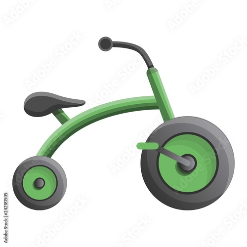 Green tricycle icon. Cartoon of green tricycle vector icon for web design isolated on white background