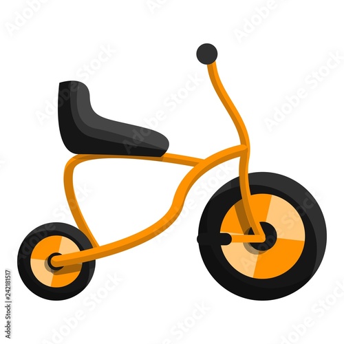 Orange tricycle icon. Cartoon of orange tricycle vector icon for web design isolated on white background