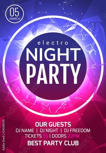 Abstract disco dance night party poster brochure design backgorund. Creaive flyer music show entertainment night club