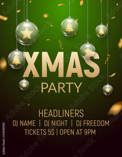 Luxury Christmas balls 2019. New Year greeting background decoration holiday greeting card