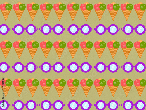 ice cream pattern on yellow background