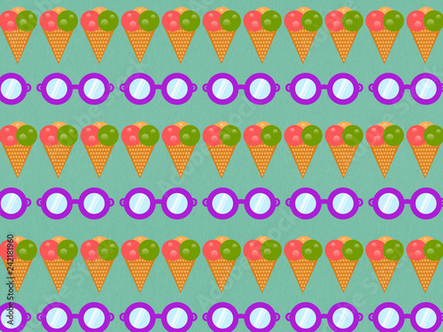 ice cream pattern on blue background