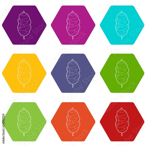 Shawarma icons 9 set coloful isolated on white for web