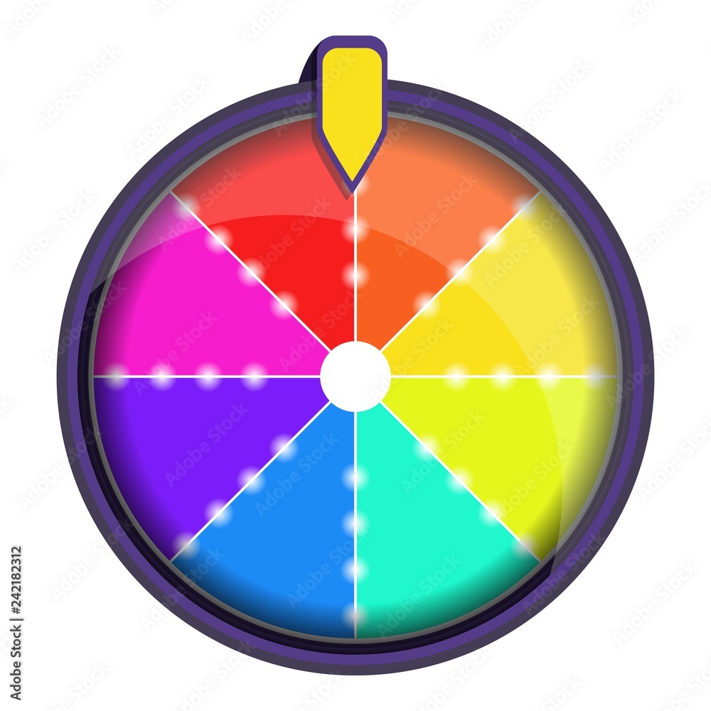 Rainbow wheel fortune icon. Cartoon of rainbow wheel fortune vector icon for web design isolated on white background Rainbow wheel fortune icon. Cartoon of rainbow wheel fortune vector icon for web design isolated on white background