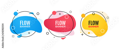 Abstract flow banner memphis style template. Creative modern design futuristic banner