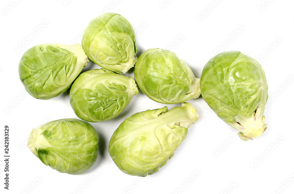Fototapeta premium Brussels sprouts isolated on white background, top view
