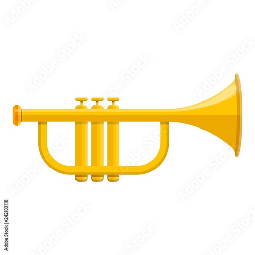 Music trumpet icon. Cartoon of music trumpet vector icon for web design isolated on white background photo